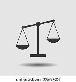 Vector scales balance icon in flat style. White silhouette of Libra