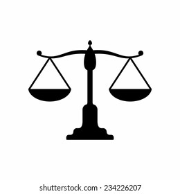 Vector scales balance icon. White silhouette of Libra