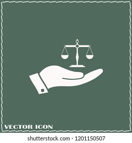 Vector scales Icon, isolated on green bacground.