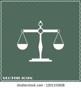 Vector scales Icon, isolated on green bacground.