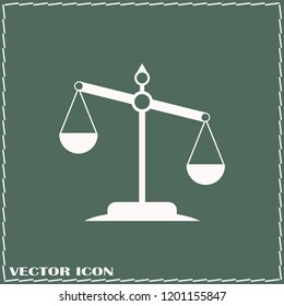Vector scales Icon, isolated on green bacground.