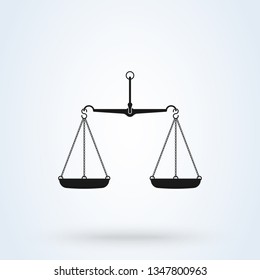 Vector scales Icon, isolated on white bacground. Scales of Justice