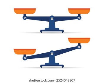 Ícone Vetor de Escalas isolado no fundo branco. Equilibrado e desequilibrado da ilustração do vetor de escalas.