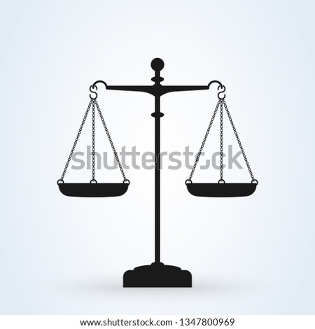 Vector scales Icon, isolated on white bacground. Scales of Justice