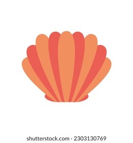Vector scallop sea shell flat illustration