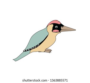 vector scandi cartoon animal clip art green woodpecker