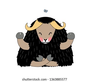 vector scandi cartoon animal clip art tibetan yak