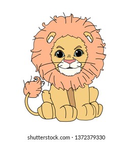 vector scandi cartoon animal clip art cute little lion