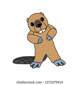 vector scandi cartoon animal clip art little beaver