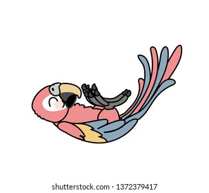 vector scandi cartoon animal clip art ara parrot, macaw