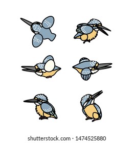 vector scandi cartoon animal clip art kingfisher birds set