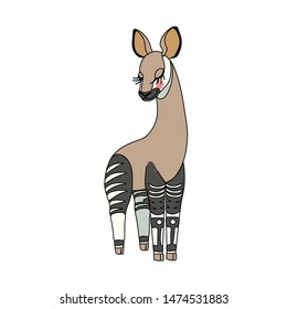 vector scandi cartoon animal clip art cute okapi