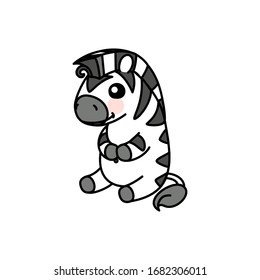 vector scandi striped baby zebra. cute animal