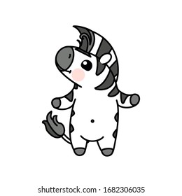 vector scandi striped baby zebra. cute animal