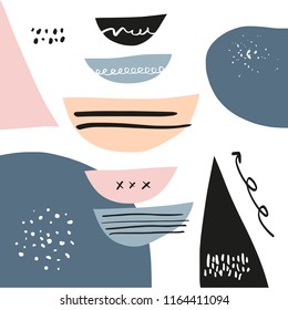 Vector scandinavian art, simple shapes. Universal trendy print for poster, postcard, layout, interior, wall art, phone case, t-shirt