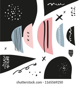 Vector scandinavian art, simple shapes. Universal trendy print for poster, postcard, layout, interior, wall art, phone case, t-shirt