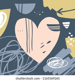 Vector scandinavian art, simple shapes. Universal trendy print for poster, postcard, layout, interior, wall art, phone case, t-shirt