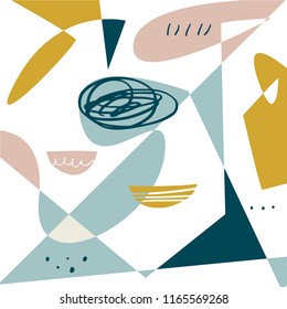 Vector scandinavian art, simple shapes. Universal trendy print for poster, postcard, layout, interior, wall art, phone case, t-shirt