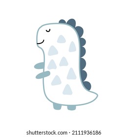Vector scandinavian cute baby hand drawn dino. Sweet Cool dinosaur illustration for nursery t-shirt, kids apparel boy, invitation, simple child design.