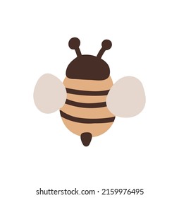 Vector Scandinavian Cute friendly bee. Cartoon happy theme of insects. World Bee Day. Element of design isolated on white background.