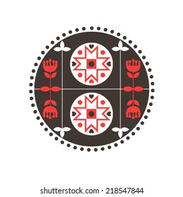 vector Scandinavian decorative background with geometric elements and flowers