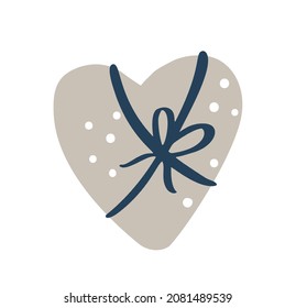 Vector escandinavo regalo de amor dibujado a mano Corazón. Ilustración de San Valentín aislada en el fondo blanco. Calma, amor, primavera. Para la camiseta de bebé de vivero, ropa de niños, invitación. Diseño infantil simple.