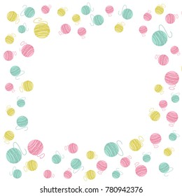 Vector Scandinavian illustration with yarn. Vector illustration of yarn ball for knitting. Yarn, thread, knitting, wool, vector cartoon illustration. Cute Vector card of Ball of Yarn for Knitting 