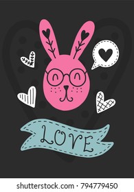Vector scandinavian lettering poster. Creative typography card with phrase. Romantic text.