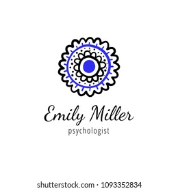 Vector scandinavian logotype, decorative illustration with flower and text.