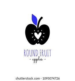 Vector scandinavian logotype, decorative illustration with apple and text.