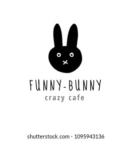 Vector scandinavian logotype, decorative illustration with rabbit and text.