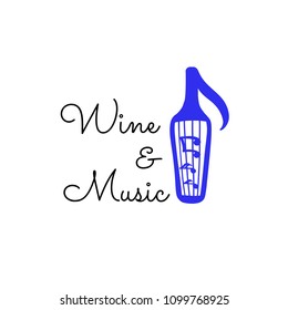 Vector scandinavian logotype, decorative illustration with wine and text.