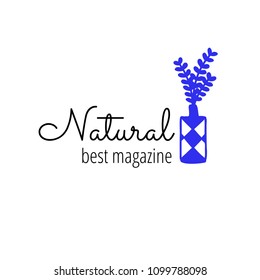 Vector scandinavian logotype, decorative illustration with flower and text.