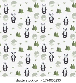 Vector Scandinavian pattern. Animals, bear wigwam mountains ascetic eps