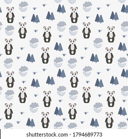 Vector Scandinavian pattern. Animals, bear wigwam mountains ascetic eps