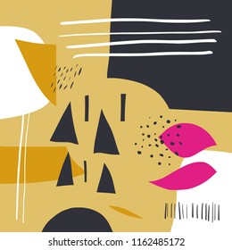 Vector scandinavian poster, simple shapes pattern. Universal trendy print for fabrics, brochures, covers and other