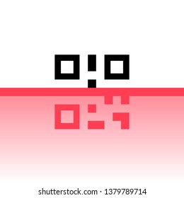 Vector scanning qr code icon. Red line capturing quick response code. Flat illustration for web design, interfaces, advertising.