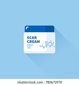 vector scar removal cream, scar erase / skin care concept / flat, isolated, sign and icon template