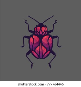 Vector scarab beetle in abstract colorful style.  Bug for logo or tattoo