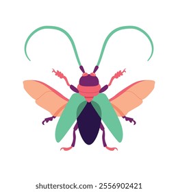 Vector Scarab Beetle Bug Insect Cartoon Illustration Isolated