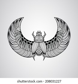 Vector scarab beetle, tattoo style, fully editable eps 10 file