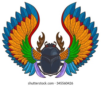 Vector Scarab Beetle, Tattoo Style