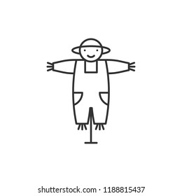 Vector scarecrow icon in linear style isolated on white background