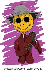 vector scarecrow looks scary and spooky
