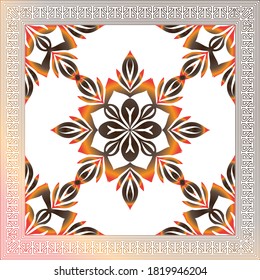 vector scarf with Brown color. Abstract seamless vector pattern with hand drawn elements.vector flowers Design.
