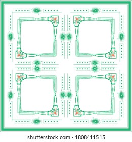 diseño vectorial Scarf en color verde.Patrón vector abstracto con elementos florales dibujados a mano.