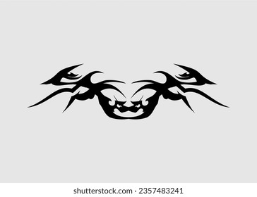 vector scary black dragon monster tribal tattoo motif	
