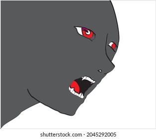 vector scary black vampire fangs