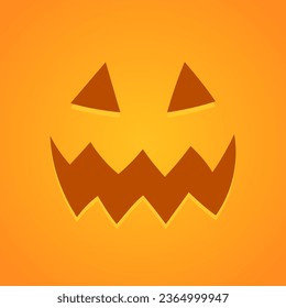 Vector scary face icon. Halloween decoration smiling mask. Pumpkin funny smile. Ghost orange face on orange background for web, decor, fashion print, app.