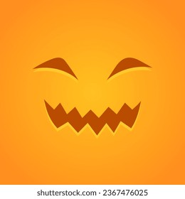 Vector scary face icon. Halloween decoration smiling mask. Pumpkin funny smile. Ghost orange face on orange background for web, decor, fashion print, app.